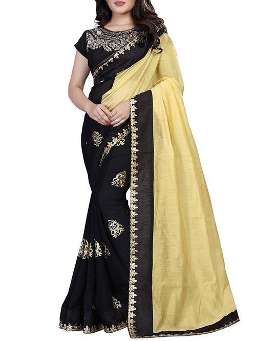 embroidered half and half saree with blouse - 15739095 - Very Small Image - 1