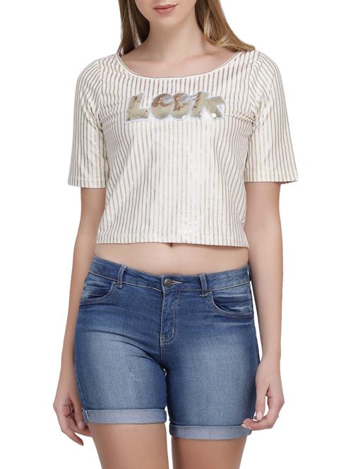 striped sequined crop top - 15739138 - Very Small Image - 1