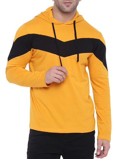 yellow cotton color block t-shirt - 15739169 - Very Small Image - 1
