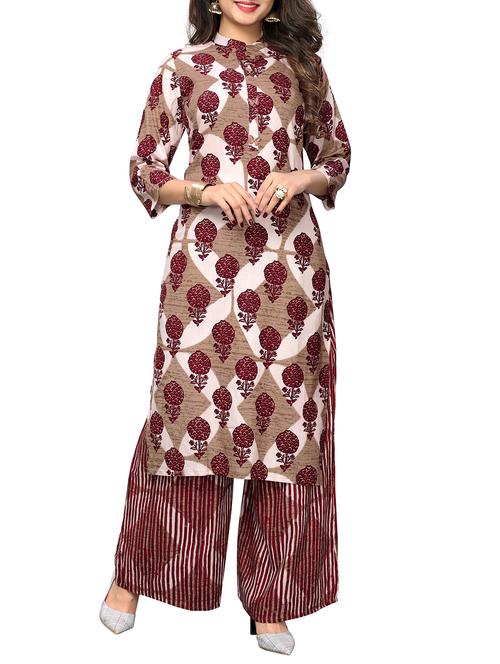 printed kurta with palazzo set - 15739844 - Very Small Image - 1