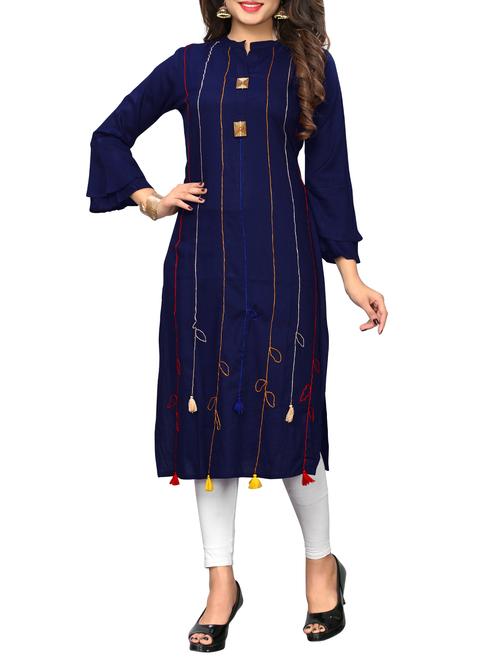 embroidered straight kurta - 15739955 - Very Small Image - 1