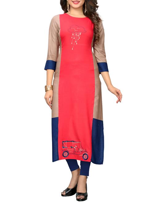 embroidered straight kurta - 15739971 - Very Small Image - 1