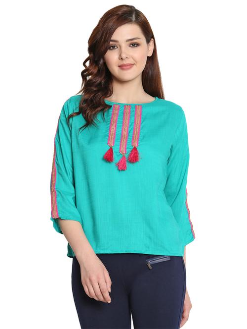 lace detail tasseled top - 15740542 - Very Small Image - 1