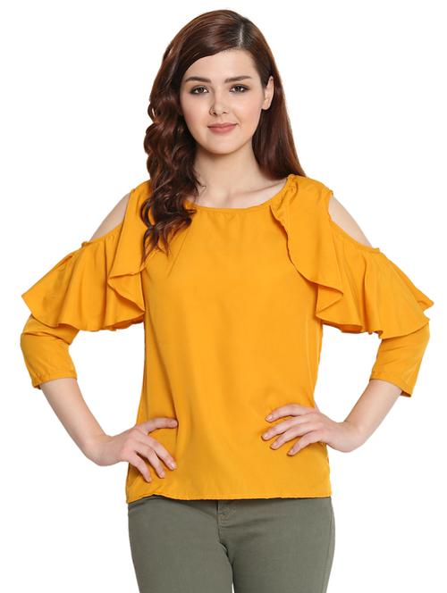 cold shoulder ruffle detail top - 15740544 - Very Small Image - 1
