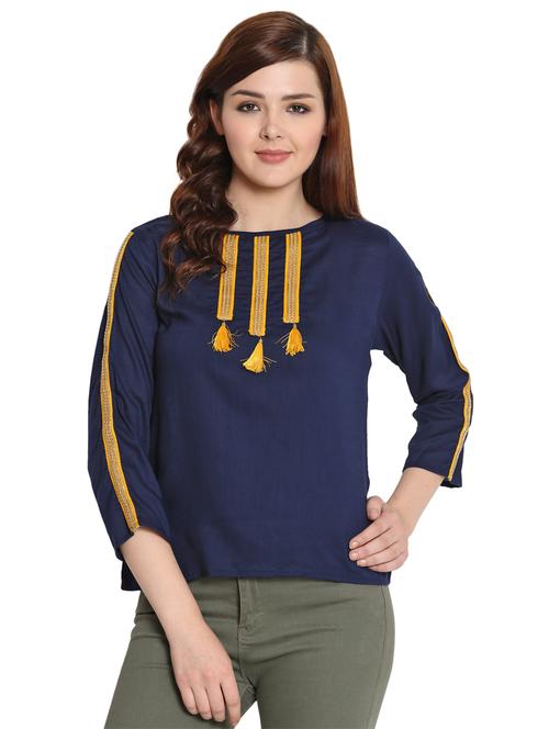 lace detail tasseled top - 15740549 - Very Small Image - 1