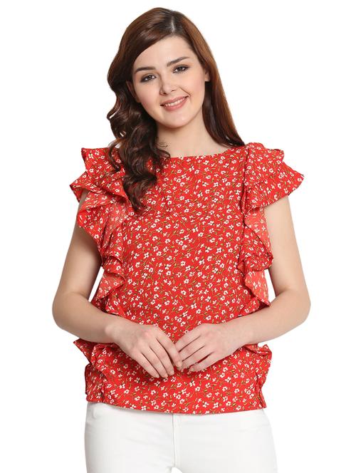 ruffle detail floral top - 15740551 - Very Small Image - 1