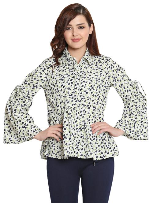 tiered bell sleeved floral top - 15740554 - Very Small Image - 1
