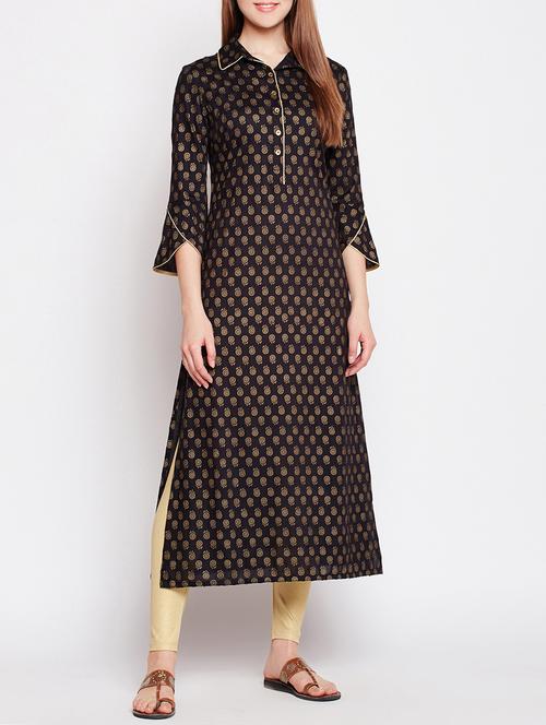 foil print straight kurta - 15740884 - Very Small Image - 1