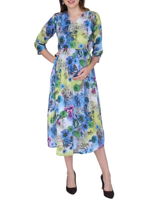 floral belted maternity dress - 15740899 - Very Small Image - 1