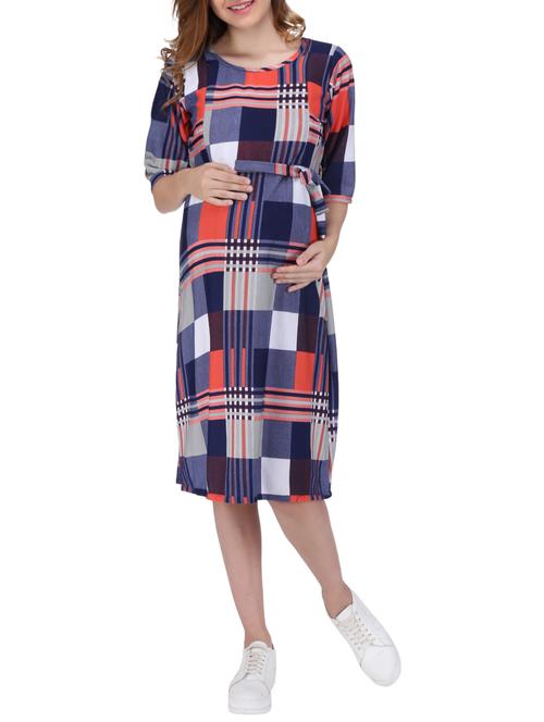 checkered belted maternity dress - 15740904 - Very Small Image - 1
