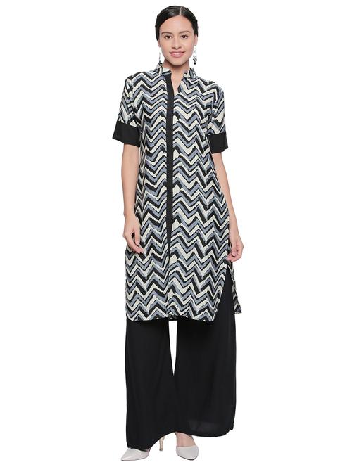 chevron straight kurta - 15741228 - Very Small Image - 1