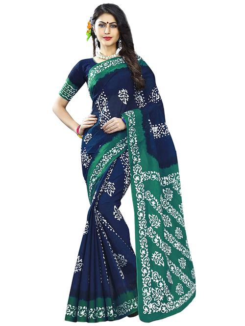 contrast border batik printed saree with blouse - 15741394 - Very Small Image - 1