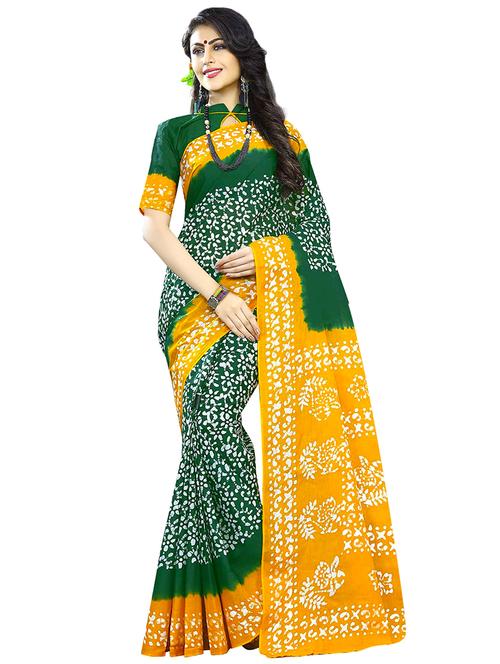 contrast border batik printed saree with blouse - 15741396 - Very Small Image - 1