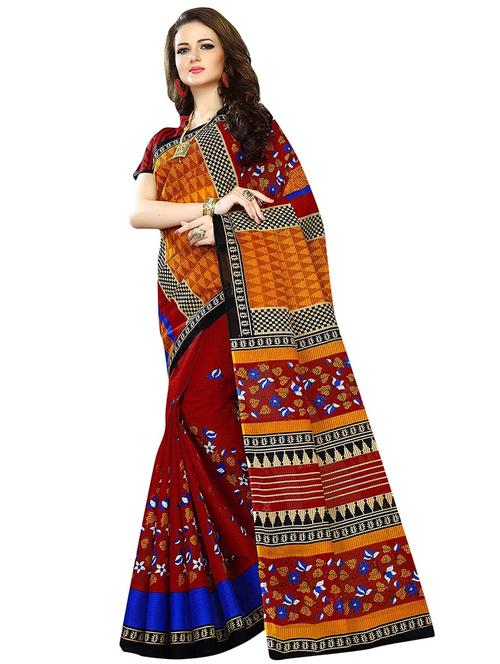 floral printed saree with blouse - 15741415 - Very Small Image - 1