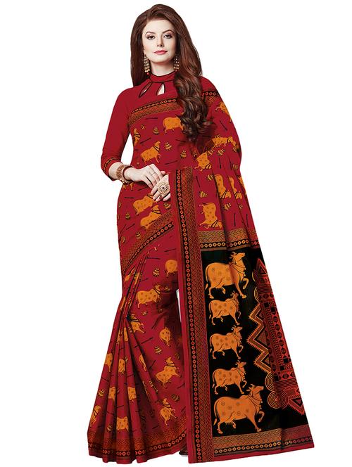 conversational printed saree with blouse - 15741417 - Very Small Image - 1
