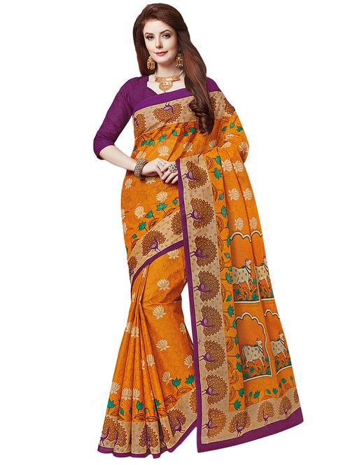 kalamkari printed saree with blouse - 15741424 - Very Small Image - 1