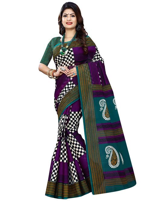 checkered printed saree with blouse - 15741439 - Very Small Image - 1