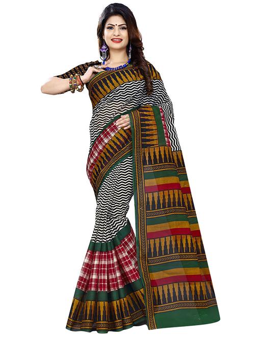 chevron printed saree with blouse - 15741450 - Very Small Image - 1