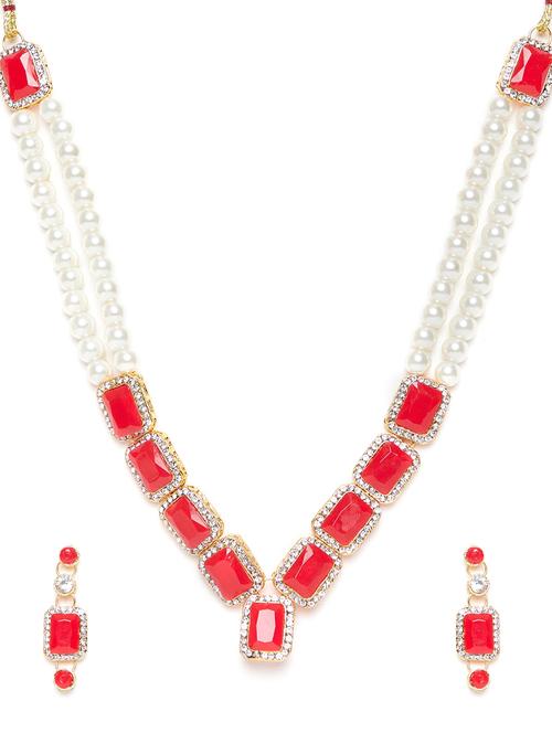 red metal necklaces and earring - 15742408 - Very Small Image - 1