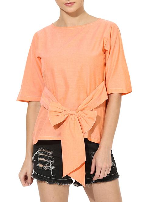tie up front short sleeved top - 15742524 - Very Small Image - 1