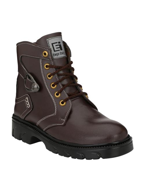 brown leatherette high ankle boots - 15742557 - Very Small Image - 1