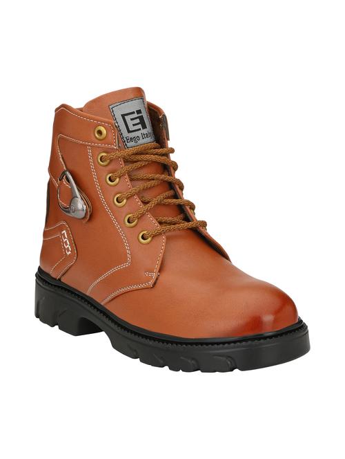 tan leatherette high ankle boots - 15742558 - Very Small Image - 1