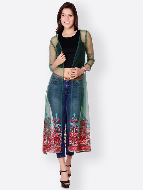 embroidered hem mesh shrug - 15742910 - Very Small Image - 1