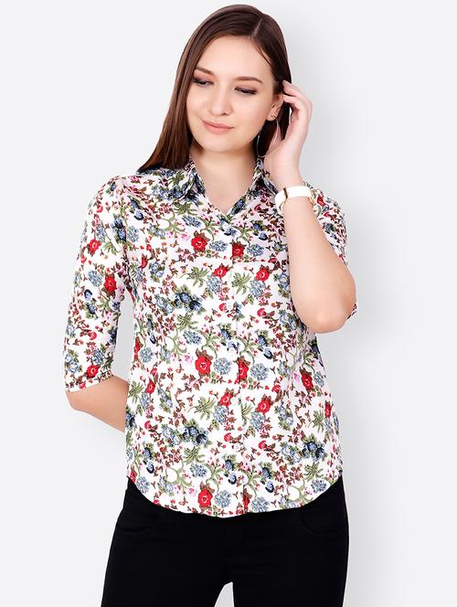 curved hem floral shirt - 15742921 - Very Small Image - 1