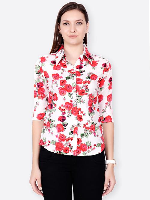 curved hem floral shirt - 15742935 - Very Small Image - 1