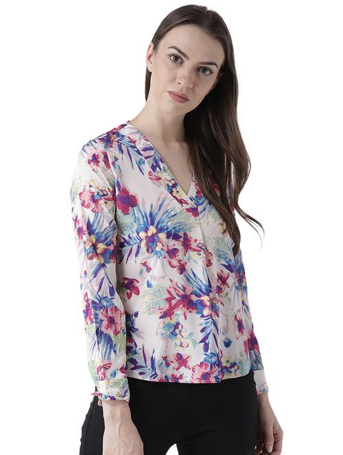 tropical print pleat detail top - 15743273 - Very Small Image - 1