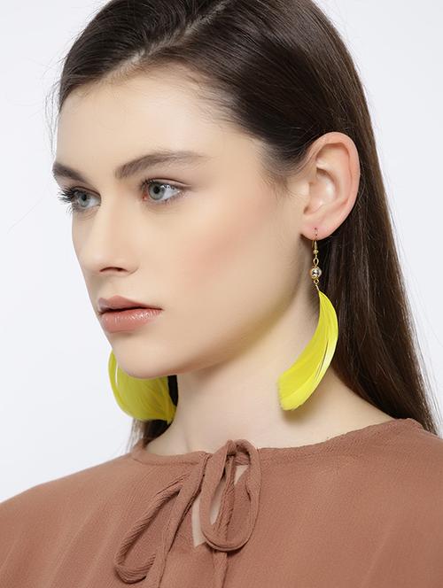 yellow metal drop earring - 15743433 - Very Small Image - 1