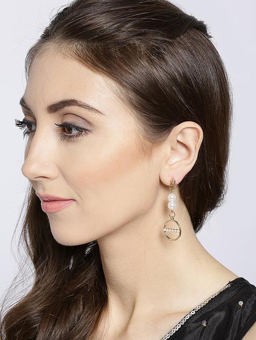 white gold plated drop earring - 15743460 - Very Small Image - 1