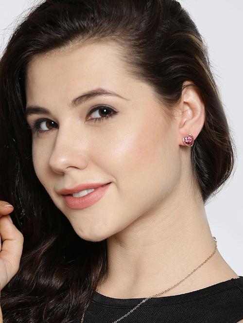 pink gold plated studs earring - 15743488 - Very Small Image - 1