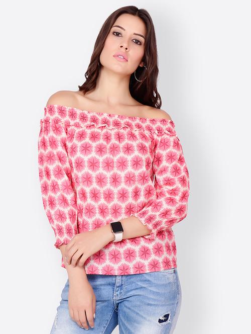 off shoulder smocking detail top - 15743689 - Very Small Image - 1