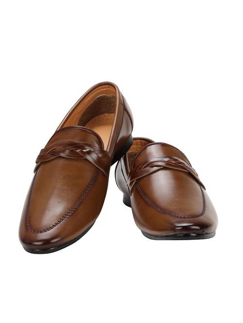 tan leatherette formal slip ons - 15743905 - Very Small Image - 1