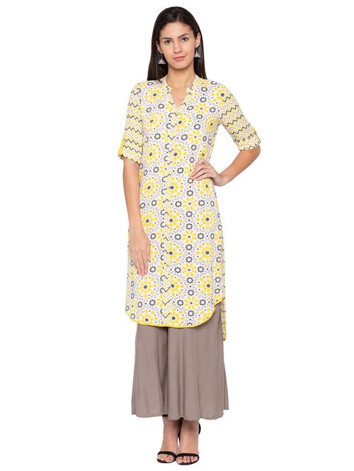 high low printed kurta - 15744025 - Very Small Image - 1