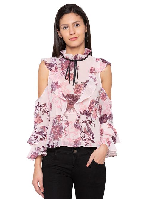 tie up detail floral ruffle top - 15744082 - Very Small Image - 1
