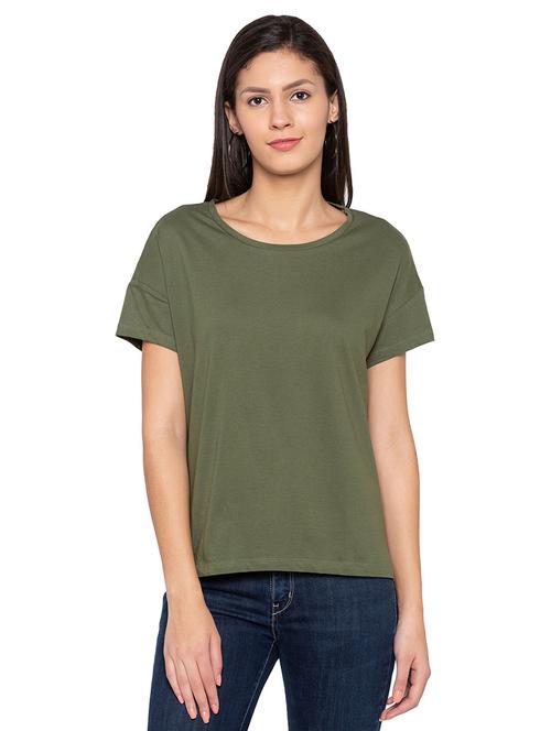 olive dropped sleeve tee - 15744089 - Very Small Image - 1