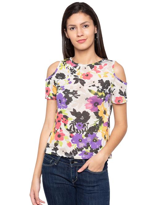 cold shoulder floral top - 15744105 - Very Small Image - 1