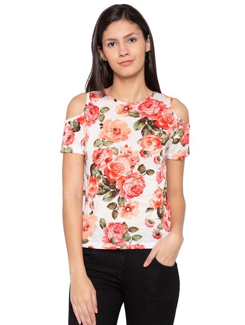 cold shoulder floral top - 15744107 - Very Small Image - 1