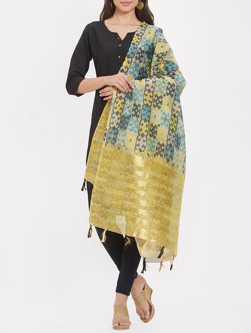 cotton blend printed dupatta with tassels - 15744233 - Very Small Image - 1