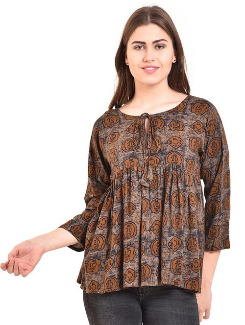 gathered detail tie up neck tunic - 15744247 - Very Small Image - 1