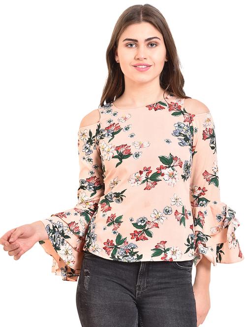 cold shoulder bell sleeved floral top - 15744258 - Very Small Image - 1