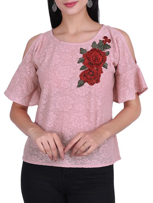floral embroidered cold shoulder top - 15744264 - Very Small Image - 1