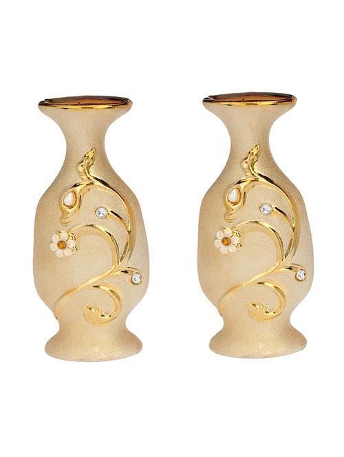 ceramic attractive golden color decorative flower pot in stylish shape(set of two)-tp23 - 15744591 - Very Small Image - 1