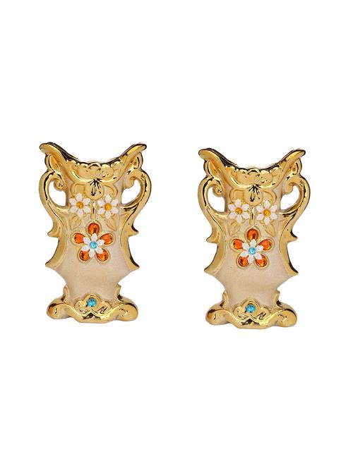 ceramic attractive golden color decorative flower pot in stylish shape(set of two)-tp24 - 15744592 - Very Small Image - 1