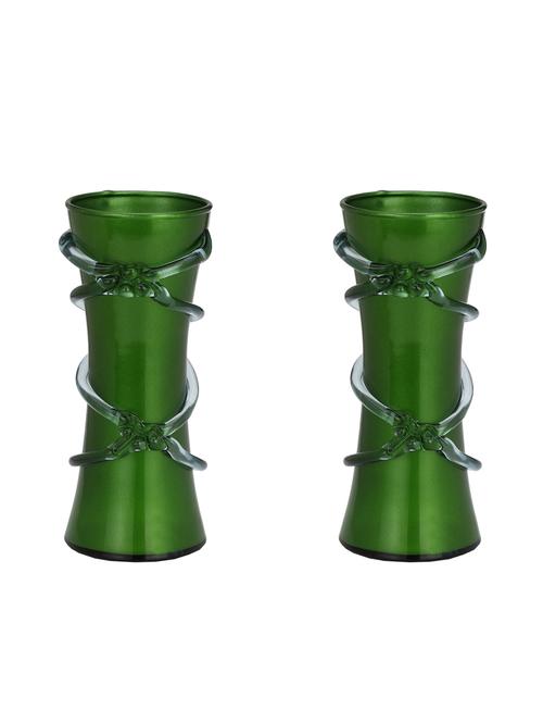 green glass flower vase hand decorative with new & stylish shape(set of two)-tp27 - 15744595 - Very Small Image - 1