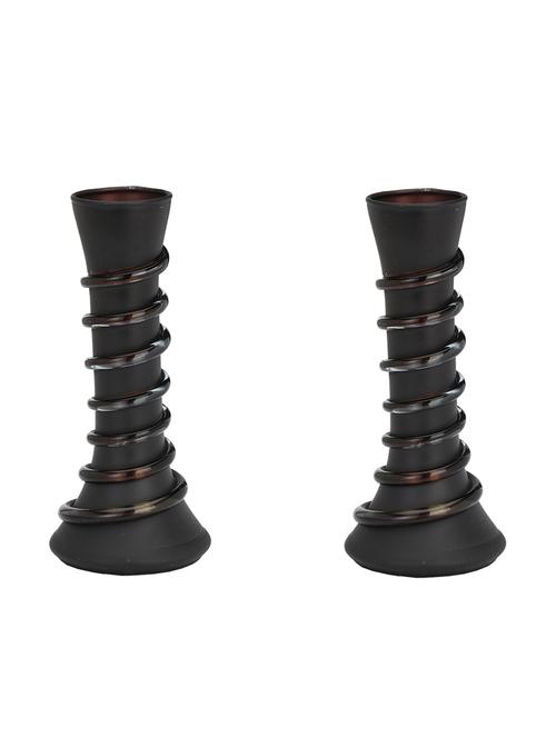 black glass flower vase hand decorative with new & stylish shape(set of two)-tp33 - 15744601 - Very Small Image - 1