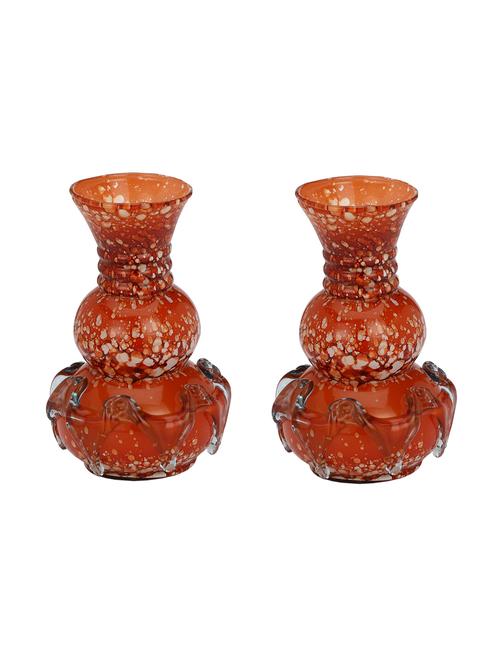 orange glass flower vase hand decorative with new & stylish shape(set of two)-tp35 - 15744603 - Very Small Image - 1