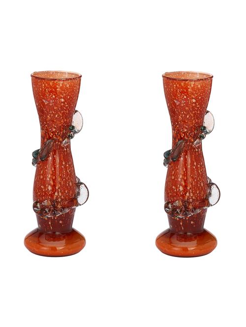 orange glass flower vase hand decorative with new & stylish shape(set of two)-tp37 - 15744605 - Very Small Image - 1